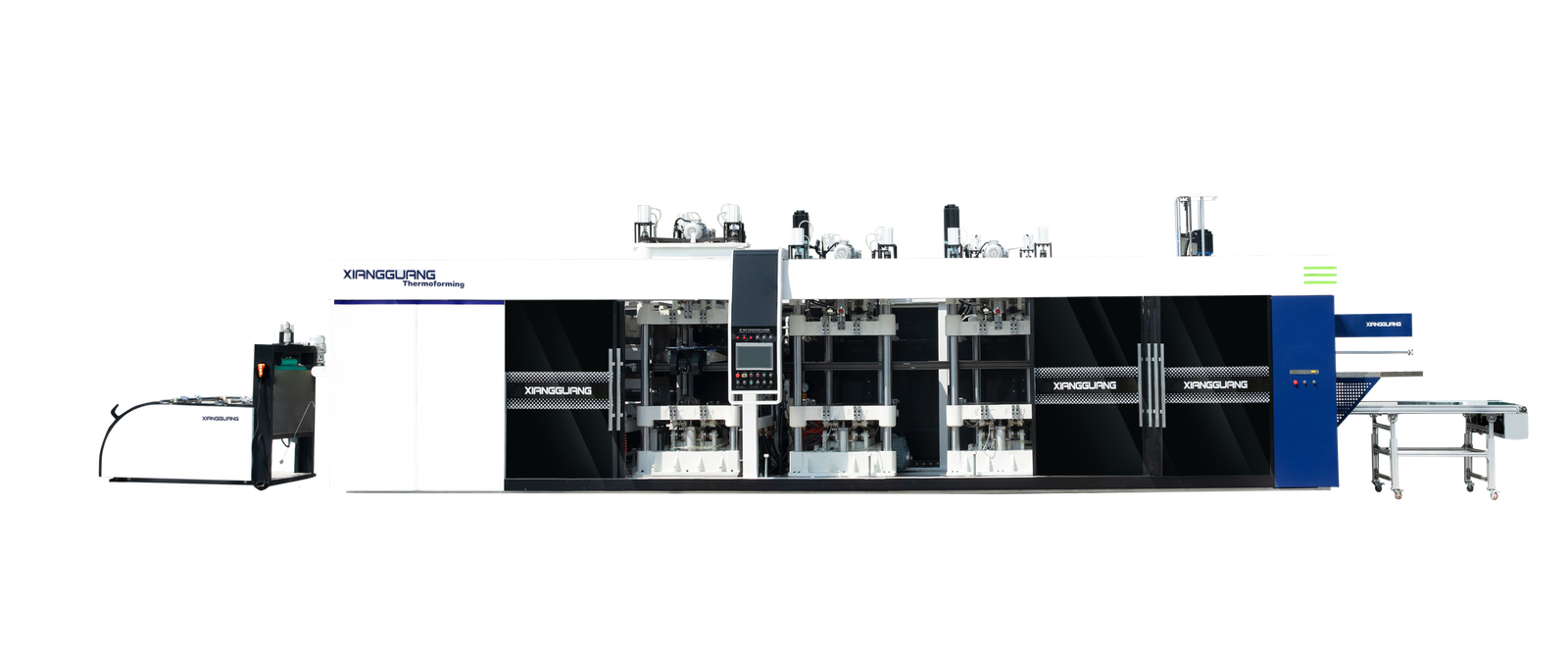 Automatic thermoforming machine for food packaging production